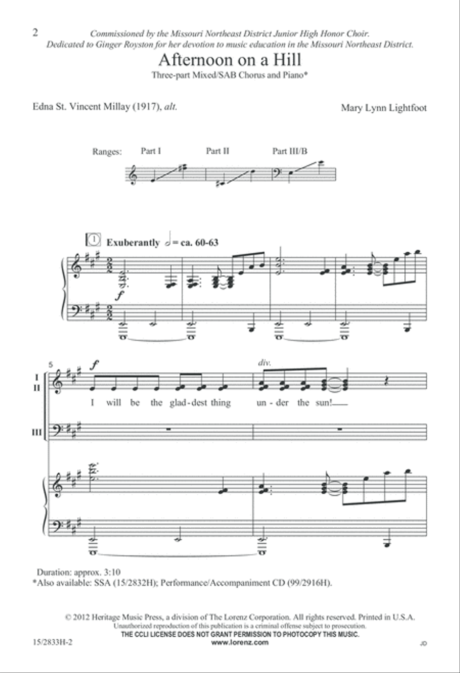 Afternoon on a Hill Afternoon on a Hill 3-Part scores gallery preview page 3