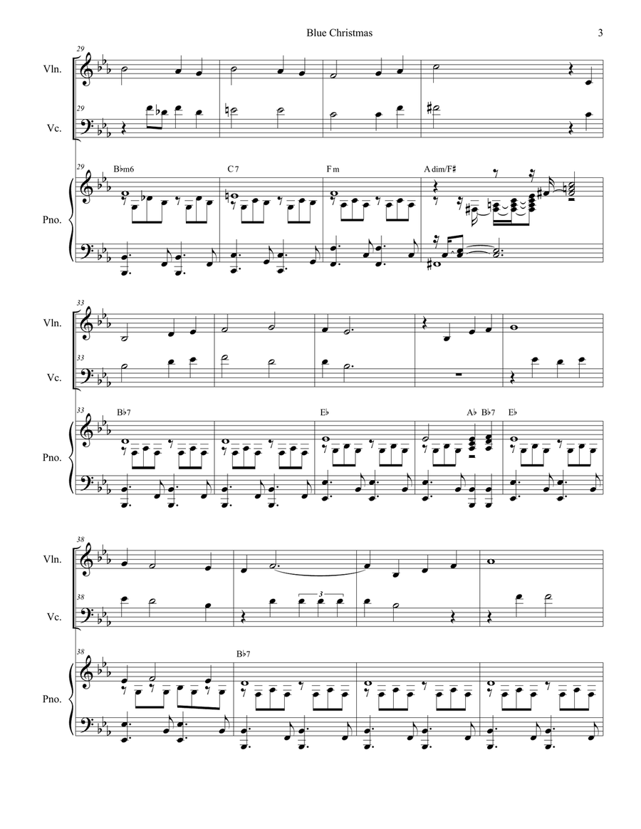Blue Christmas Piano Trio scores gallery preview page 3