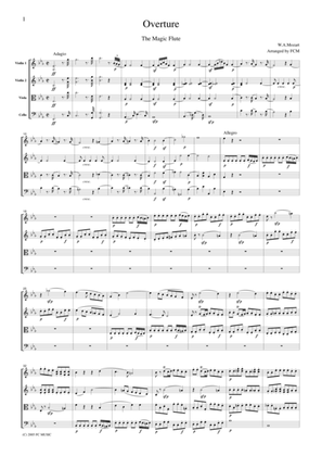 Mozart Overture to The Magic Flute, for string quartet, CM014