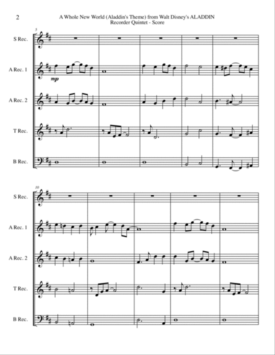 A Whole New World (from 'Aladdin') Small Ensemble scores gallery preview page 2