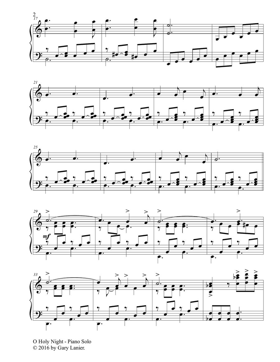 O HOLY NIGHT (Piano Solo arranged by Gary Lanier) Piano Solo scores gallery preview page 3