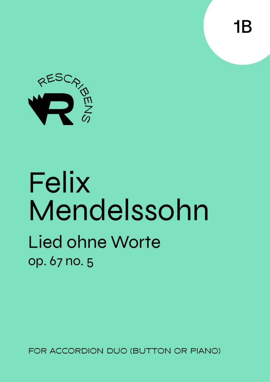 Lieder ohne Worte op.67 n.5 (1B) Accordion scores gallery preview page 1