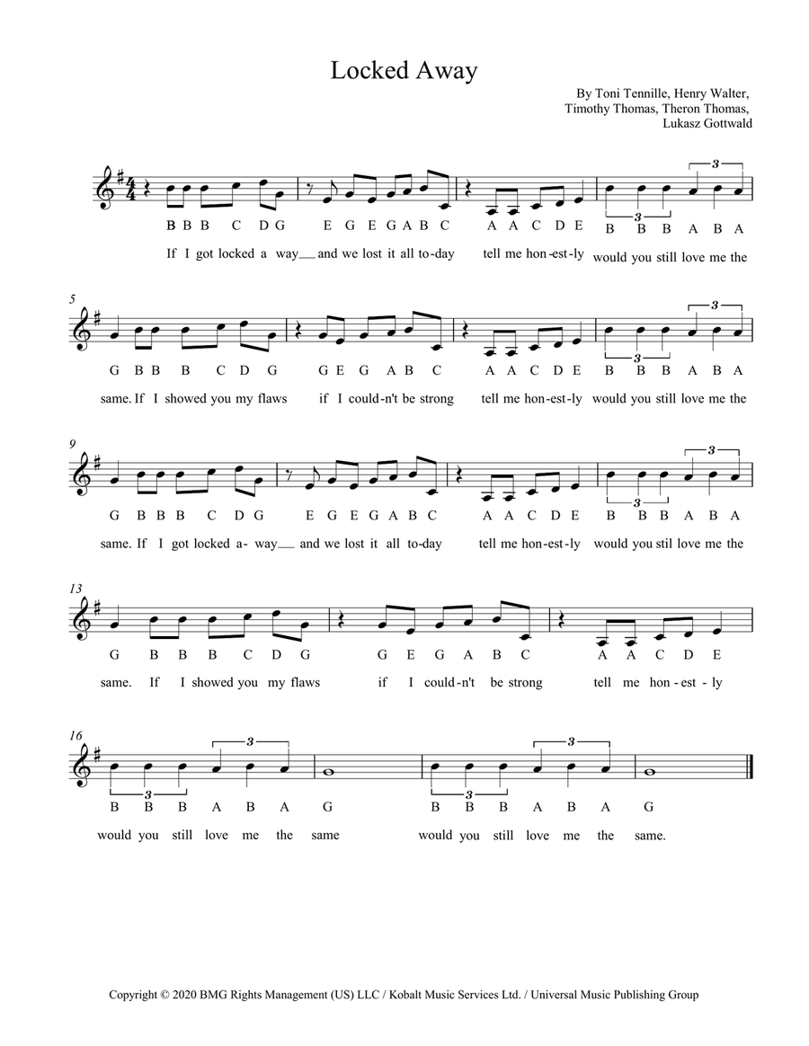 Locked Away Locked Away Voice scores gallery preview page 1