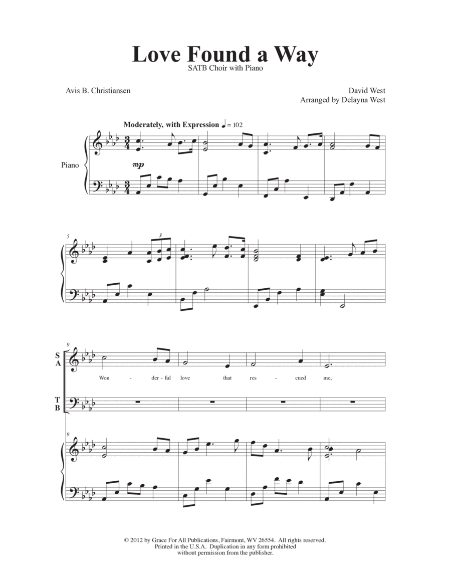 Love Found a Way 4-Part scores gallery preview page 1