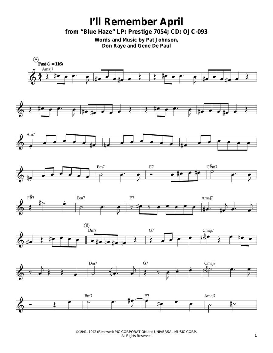 I'll Remember April Trumpet scores gallery preview page 1