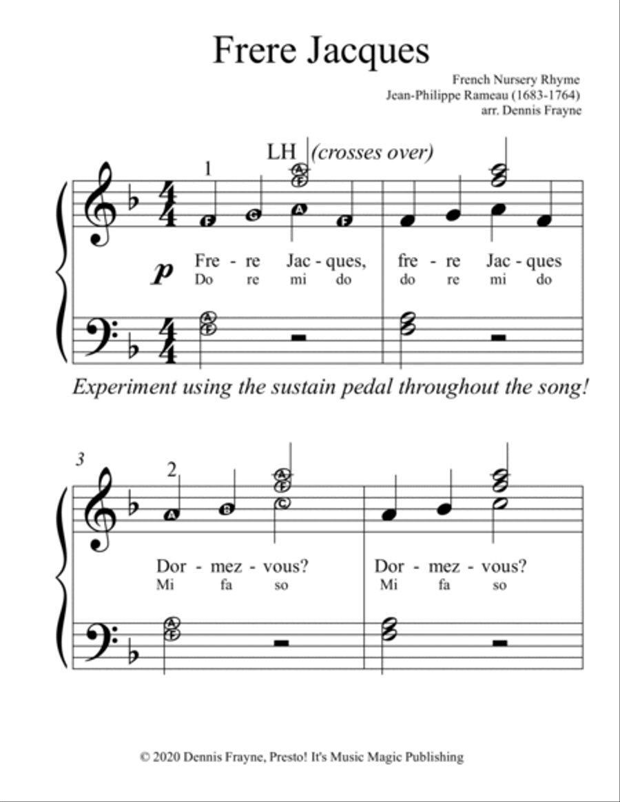 Frere Jacques (Are You Sleeping?) (big alpha note notation) Voice scores gallery preview page 1