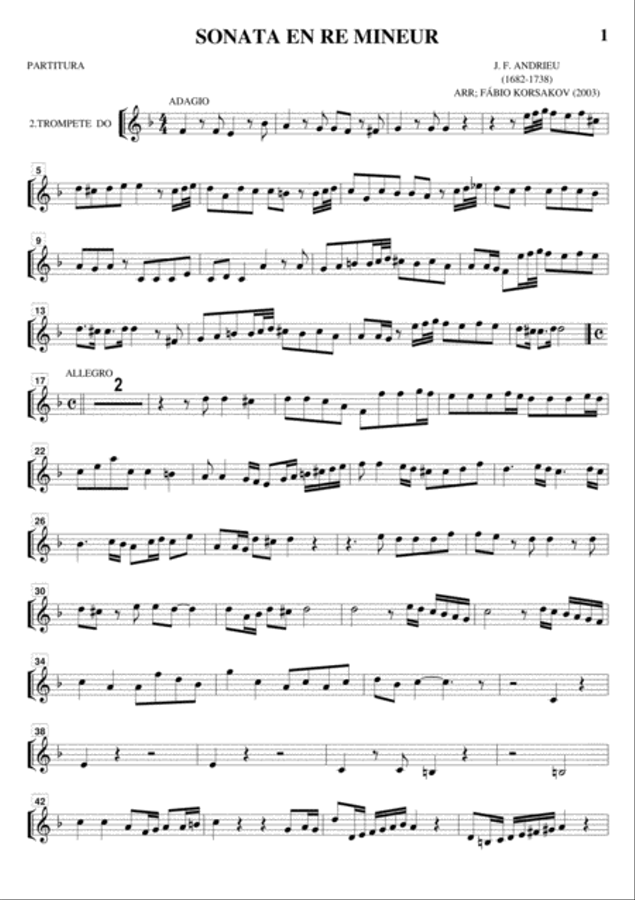 SONATA EN RE MINEUR - J.F.ANDRIEU Brass Ensemble scores gallery preview page 1