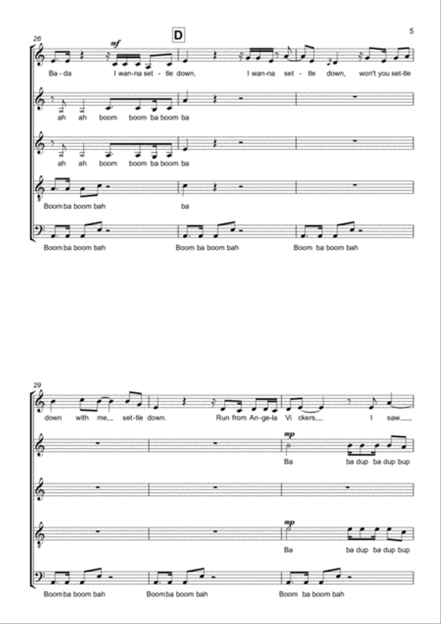 Settle Down 4-Part scores gallery preview page 5