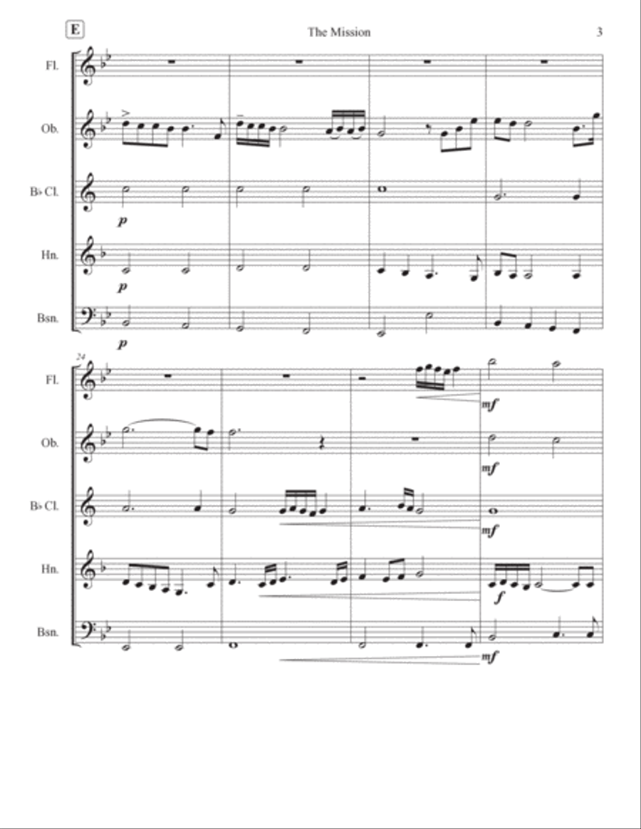 Gabriel's Oboe Gabriel's Oboe Woodwind Quintet scores gallery preview page 3