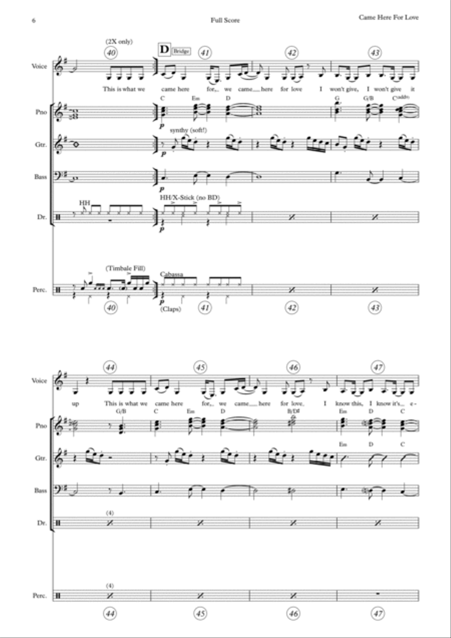 Came Here For Love Came Here For Love Bass Guitar scores gallery preview page 6