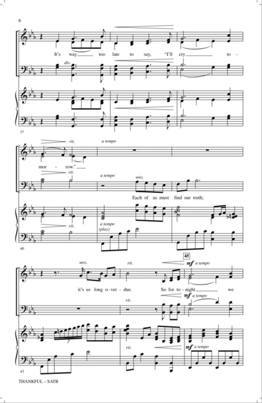 Thankful (arr. Mark Hayes) 4-Part scores gallery preview page 5