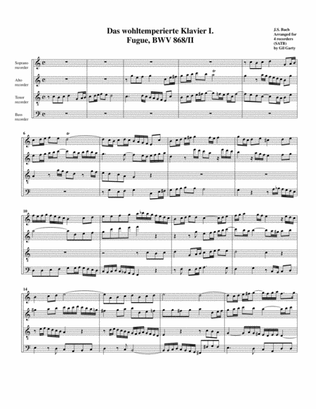 Fugue from Das wohltemperierte Klavier I, BWV 868/II (arrangement for 4 recorders)