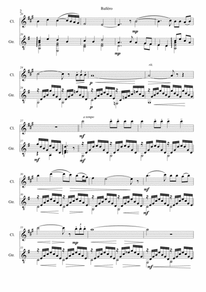Bailero for clarinet and guitar image number null