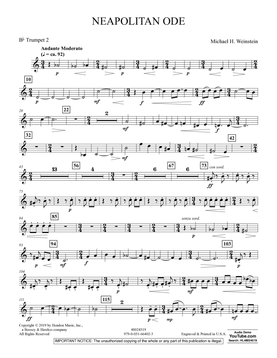 Neapolitan Ode - Bb Trumpet 2 B-Flat Trumpet scores gallery preview page 1