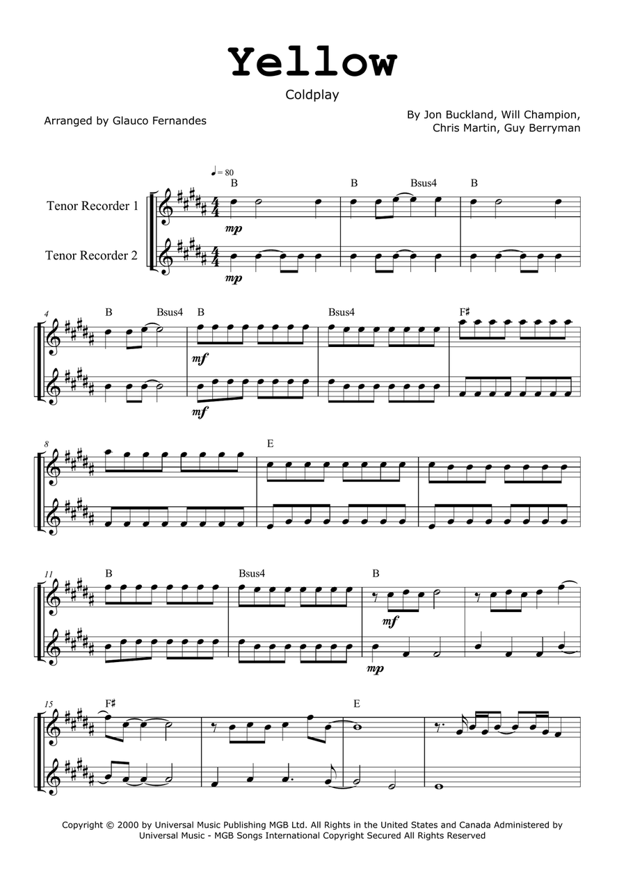 Yellow Woodwind Duet scores gallery preview page 1