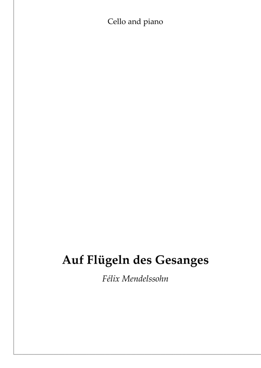 On the wings of song (Aud Flügeln des Gesanges, Op. 34) - for cello and piano image number null