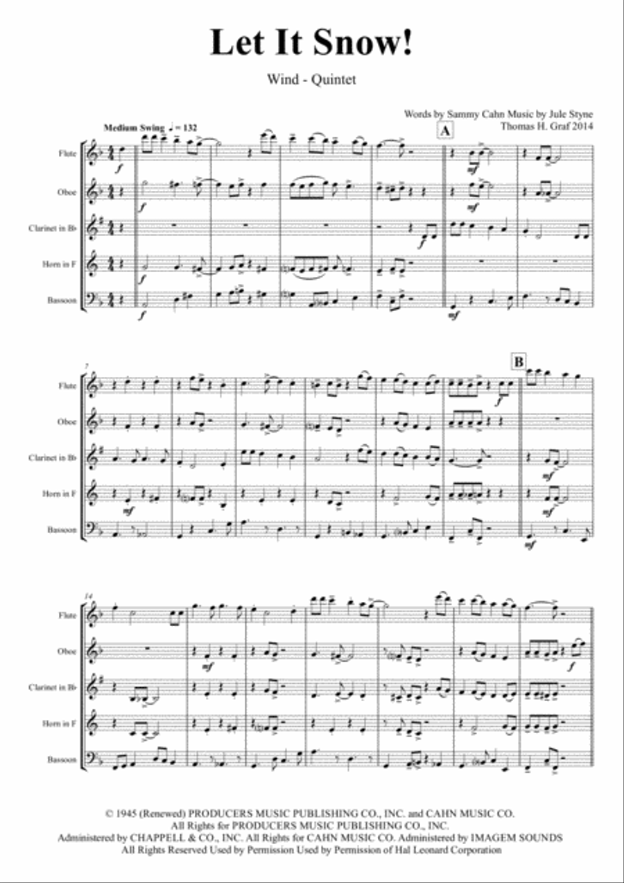Let It Snow! Let It Snow! Let It Snow! Woodwind Quintet scores gallery preview page 1