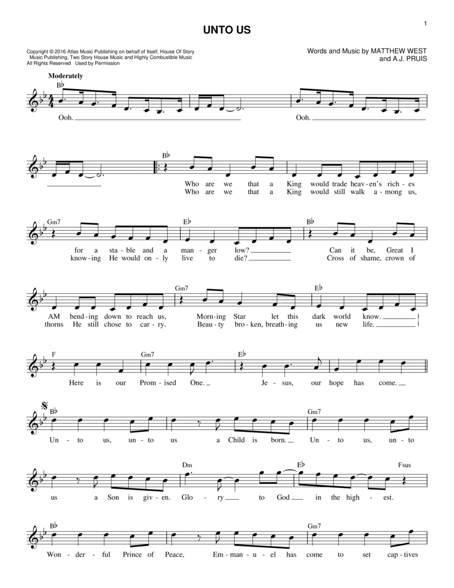 Unto Us Unto Us Piano scores gallery preview page 1