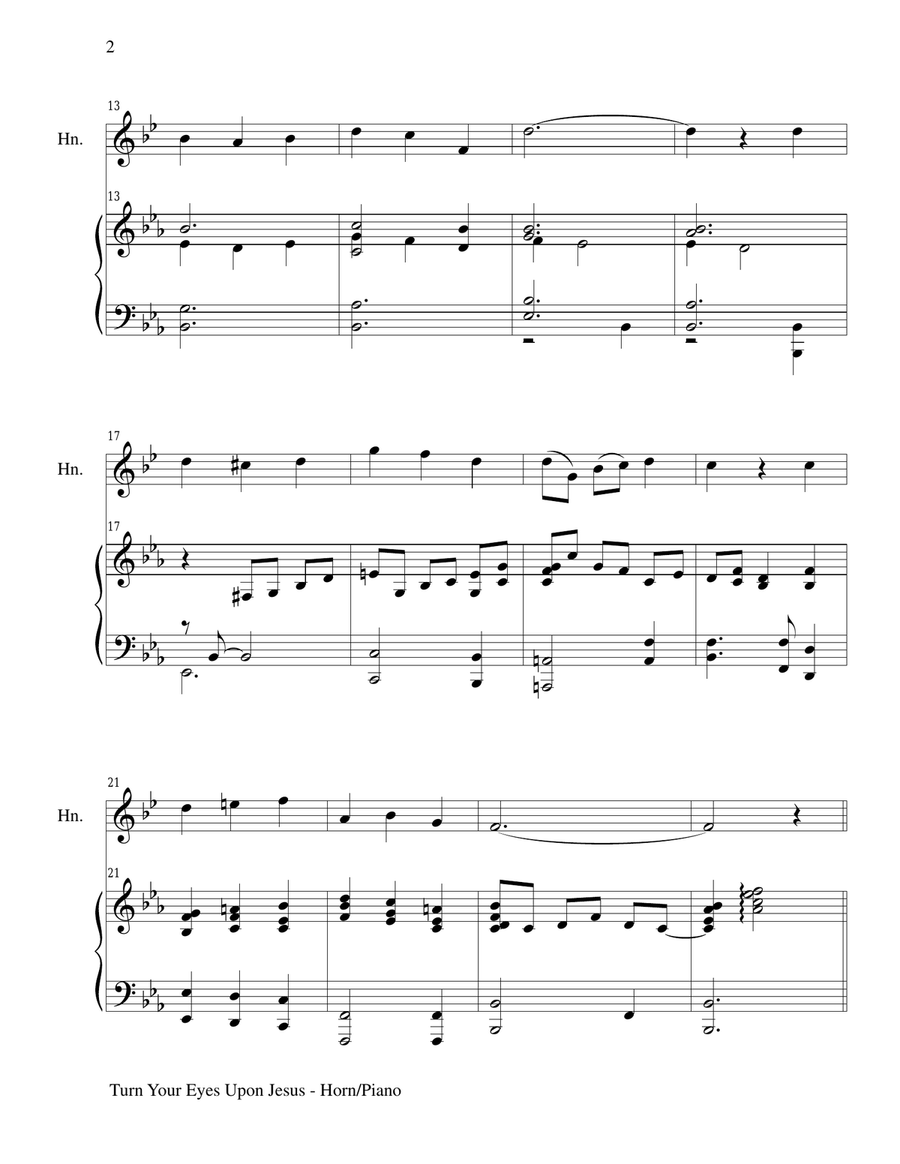 TURN YOUR EYES UPON JESUS (Horn Piano and Horn Part) Piano scores gallery preview page 2
