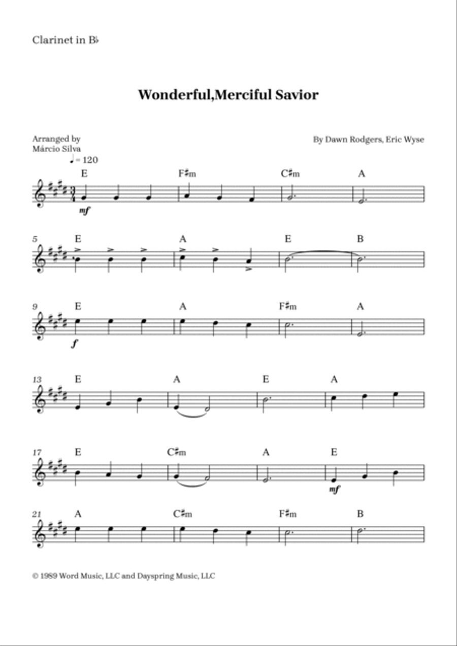 Wonderful, Merciful Savior B-Flat Clarinet scores gallery preview page 4