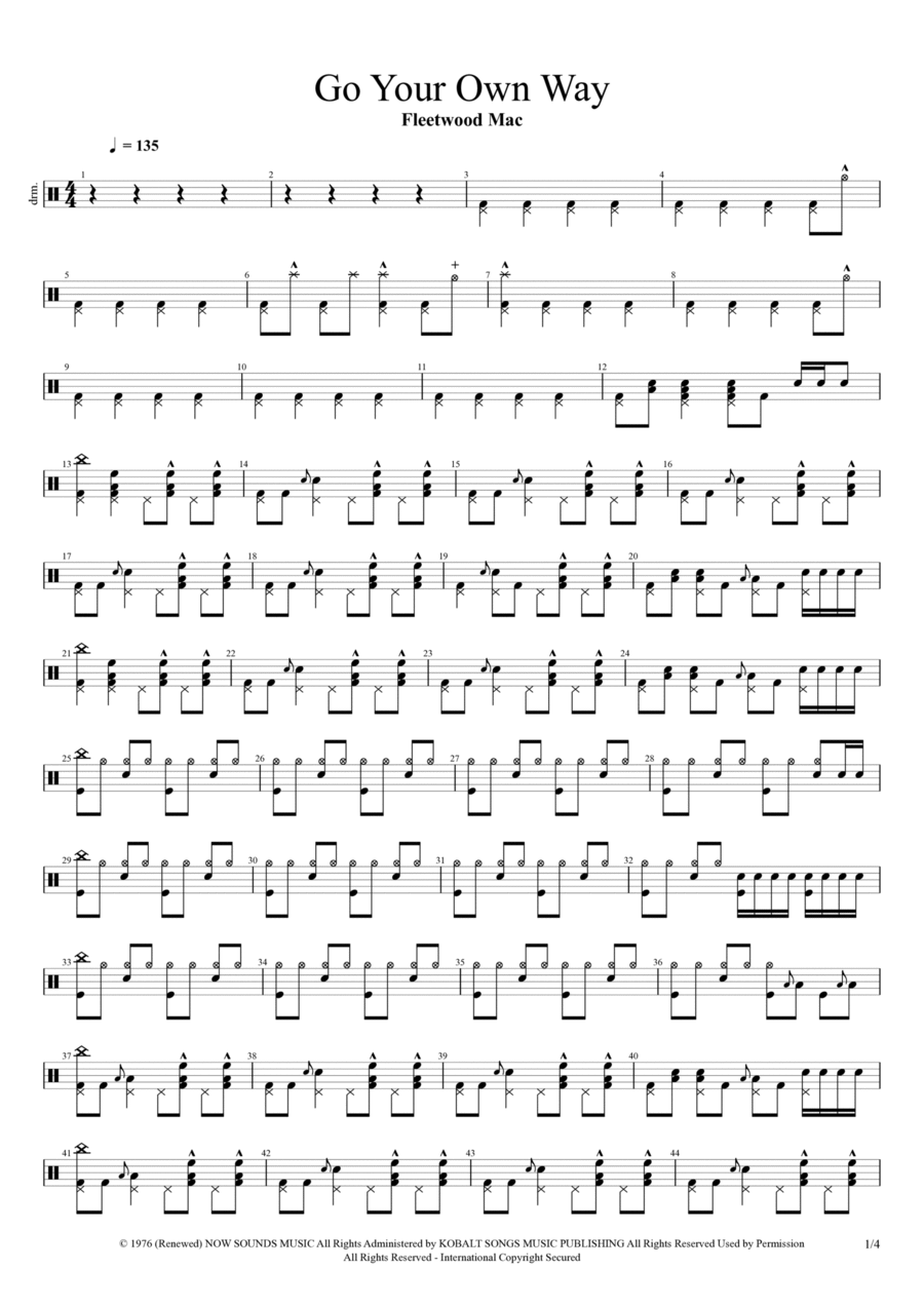 Go Your Own Way Drum Set scores gallery preview page 1