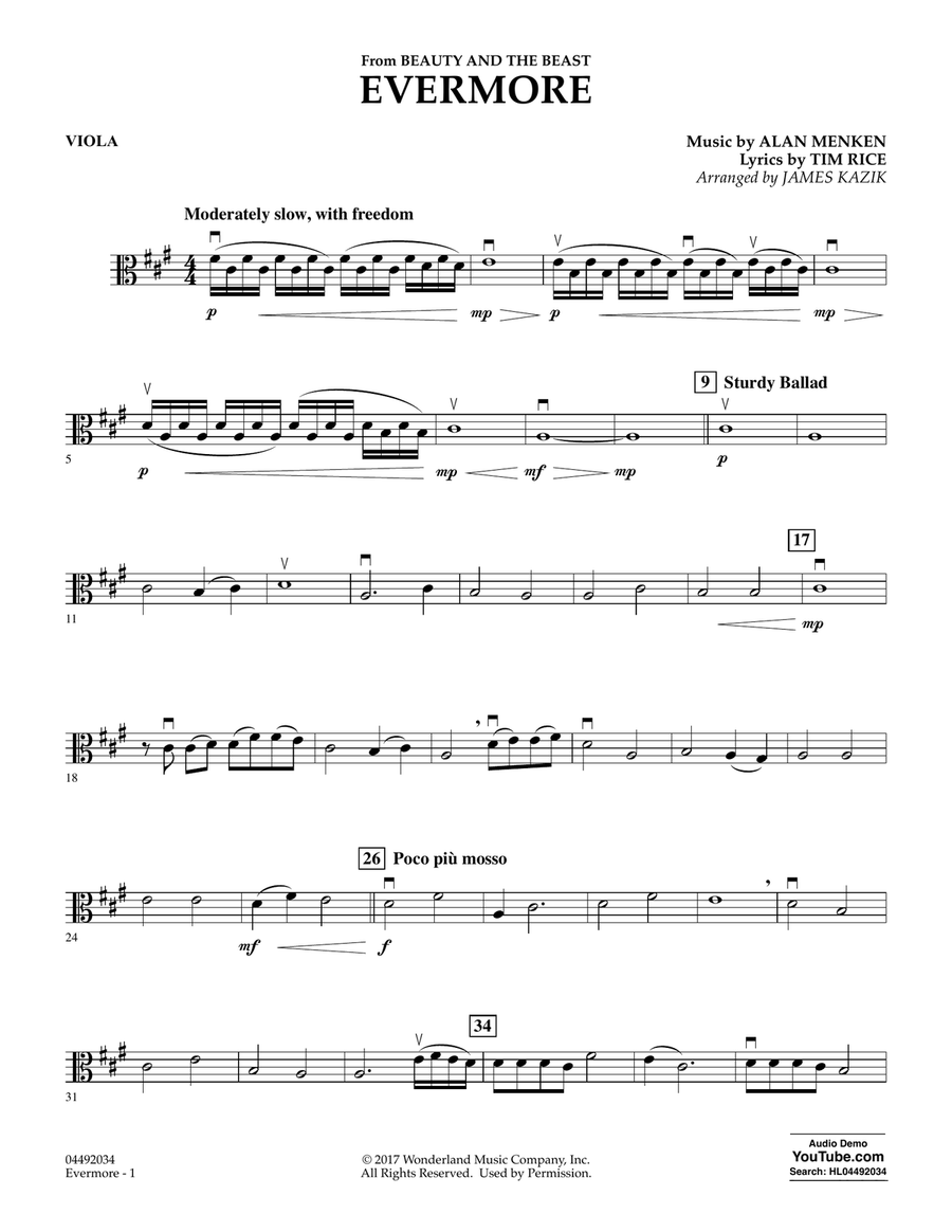 Evermore (from Beauty And The Beast) (arr. James Kazik) - Viola Orchestra scores gallery preview page 1