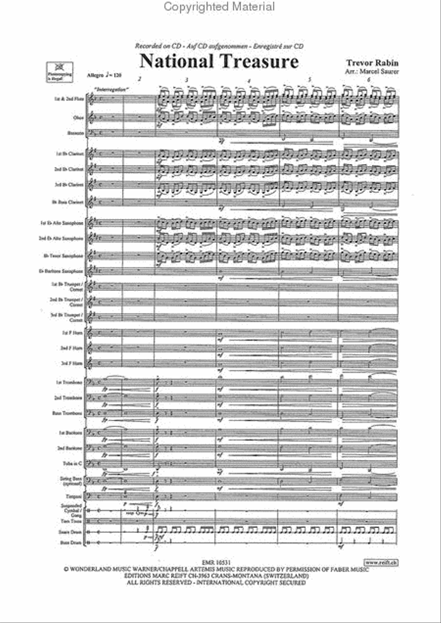 National Treasure Concert Band scores gallery preview page 3