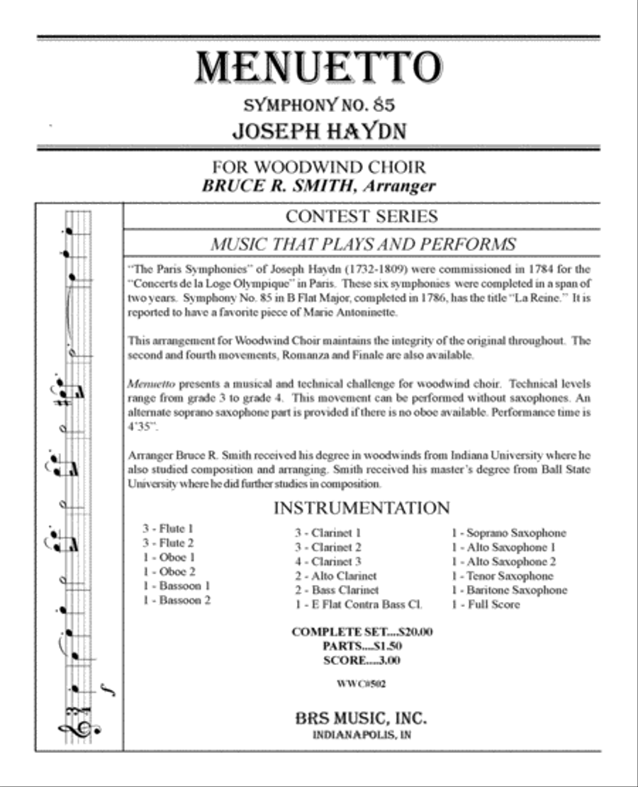 Menuetto, Symphony 85