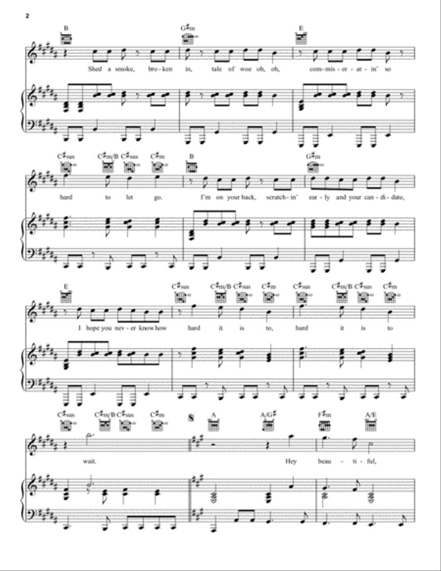 Hey Beautiful (from How I Met Your Mother) Piano, Vocal, Guitar scores gallery preview page 2