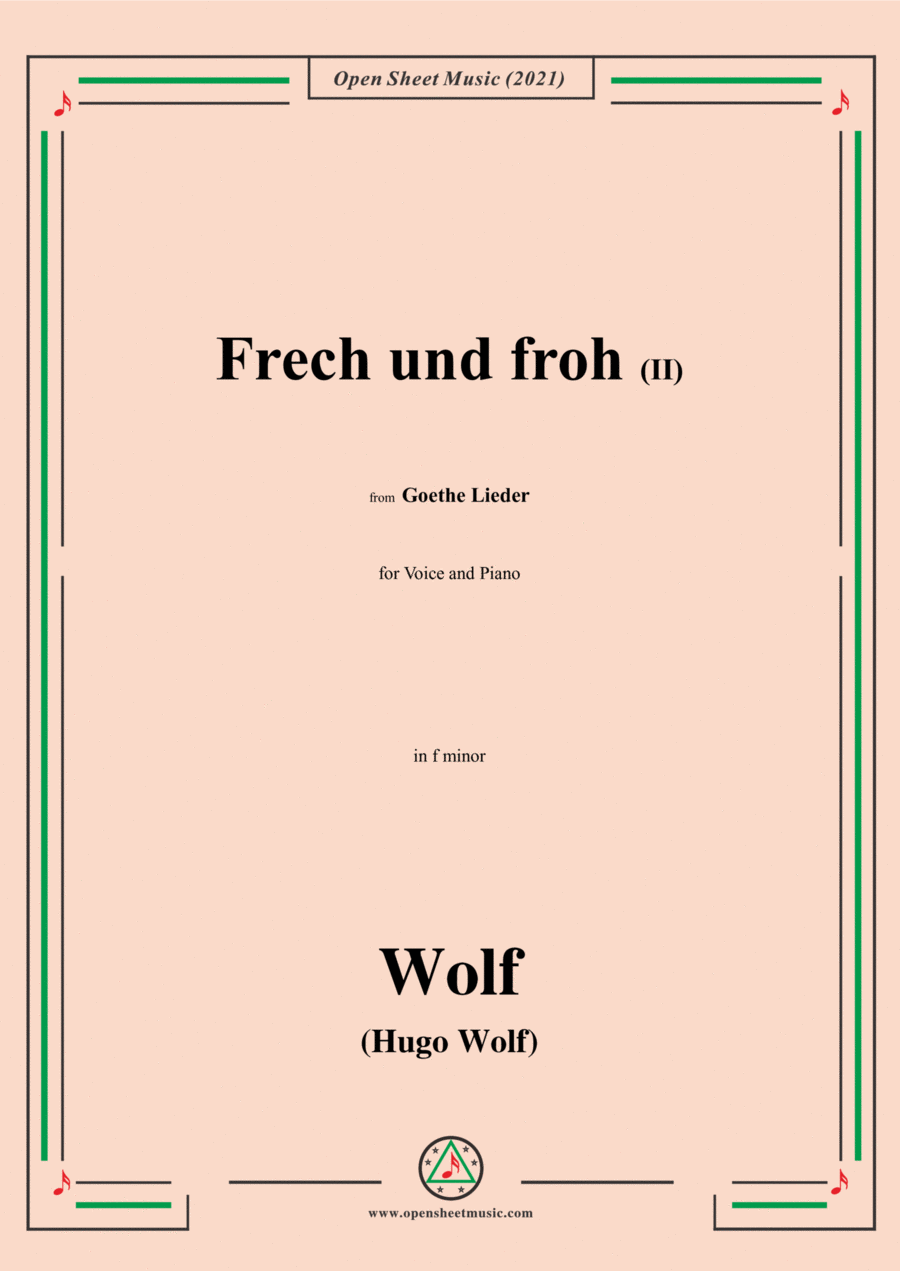 Wolf-Frech und froh II,in f minor,IHW10 No.17,from Goethe Lieder,for Voice and Piano Voice Solo scores gallery preview page 1