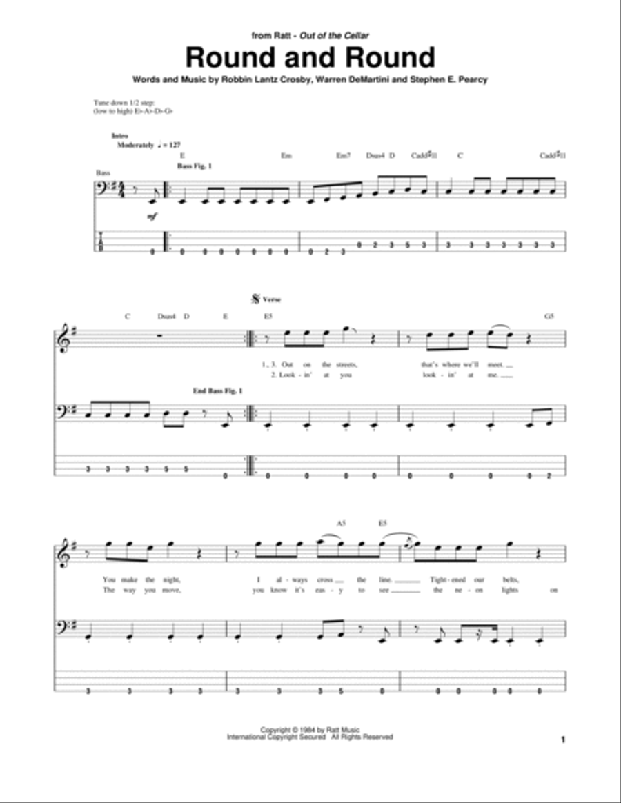 Round And Round Guitar Tablature scores gallery preview page 1
