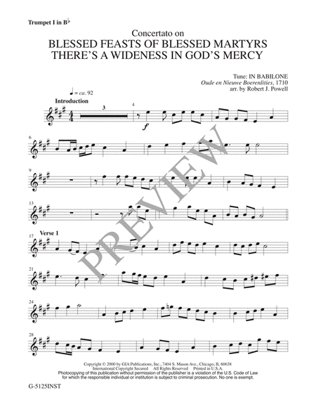 Blessed Feasts of Blessed Martyrs / There's a Wideness in God's Mercy - Instrumental Set