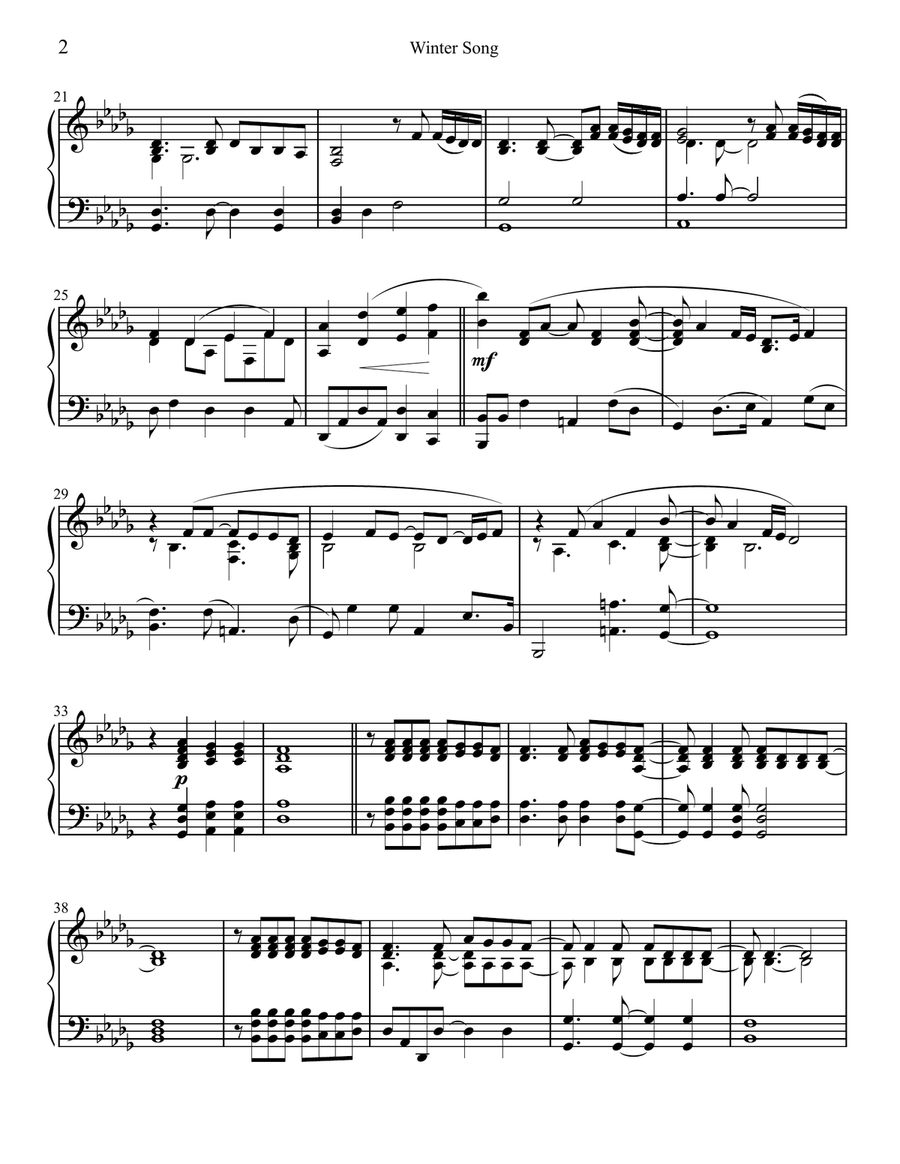 Winter Song Piano Solo scores gallery preview page 2