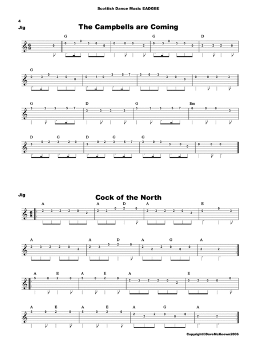 Traditional Scottish Dance Music for Guitar Tab; 40 Jigs, Marches, Strathspeys and more... Guitar Tablature scores gallery preview page 4