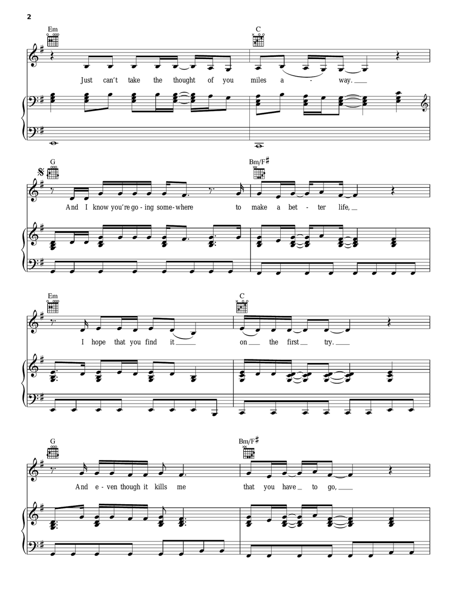 Farewell Piano, Vocal, Guitar scores gallery preview page 2