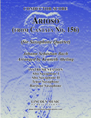 Book cover for Bach - Arioso - from Cantata No. 156 (for Saxophone Quartet AATB)