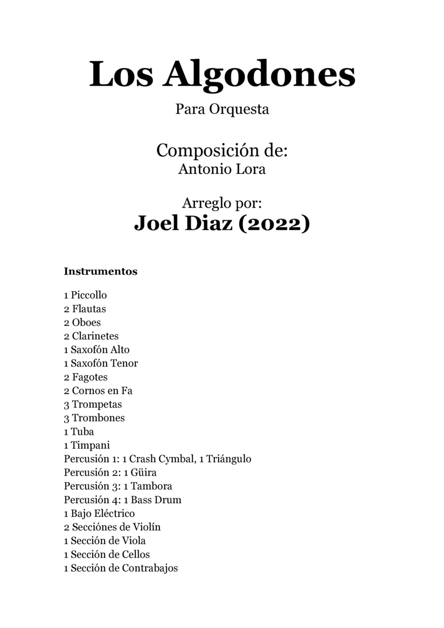 Los Algodones Full Orchestra scores gallery preview page 1