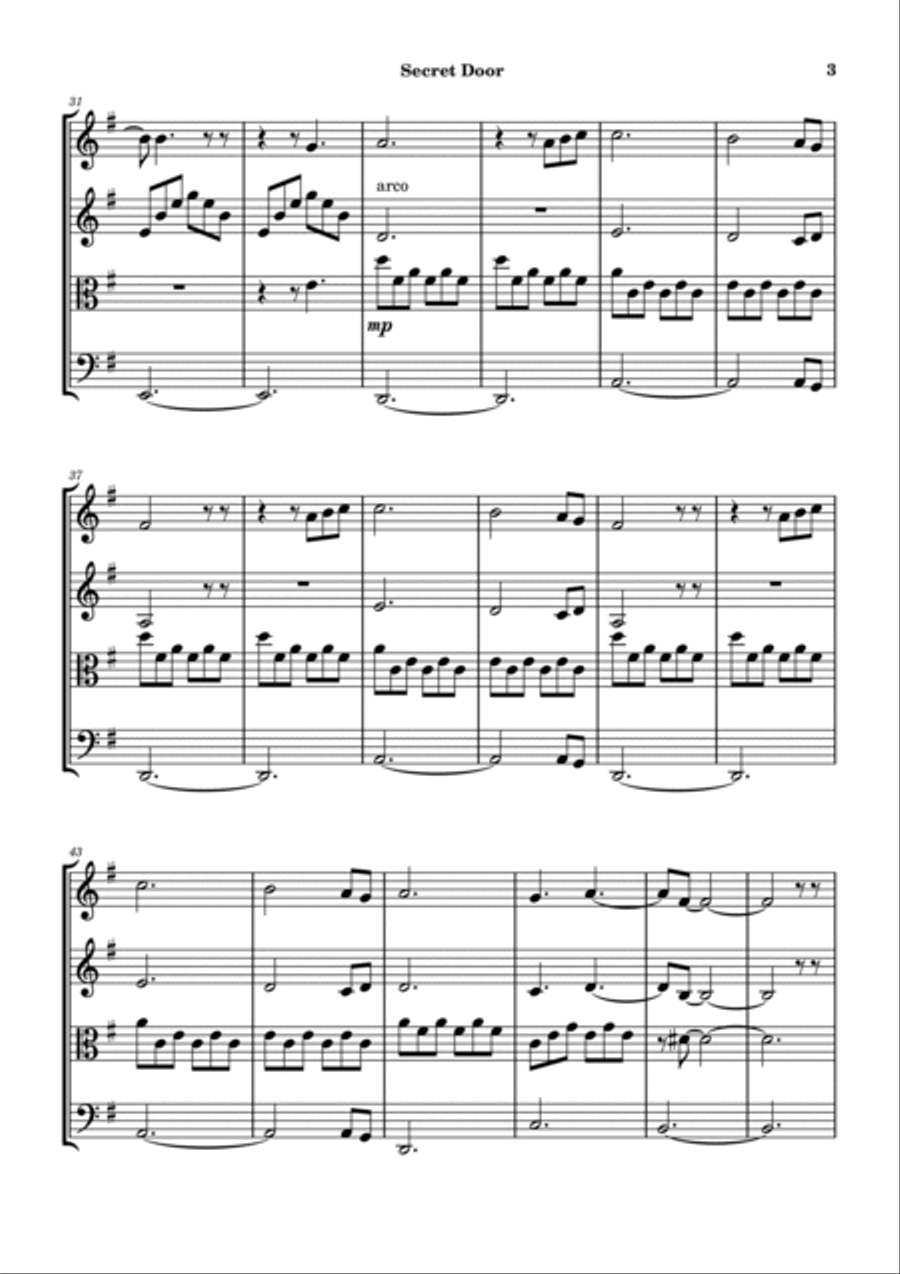 Secret Door Secret Door String Quartet scores gallery preview page 3