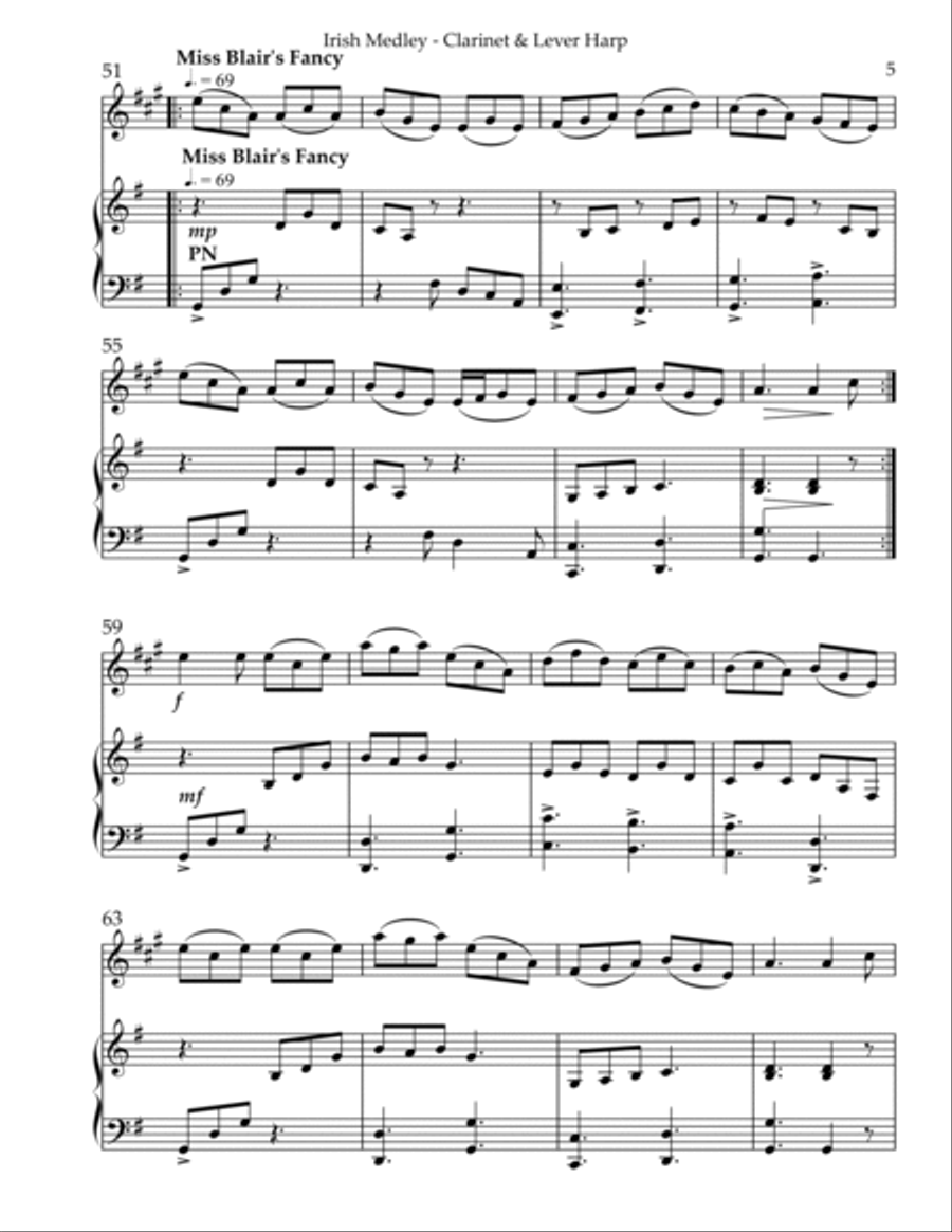Irish Medley, Duet for Bb Clarinet & Lever Harp image number null