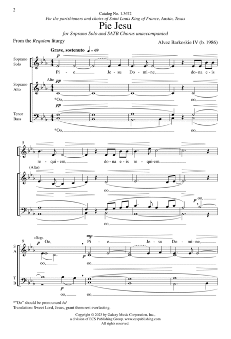 Pie Jesu 4-Part scores gallery preview page 2