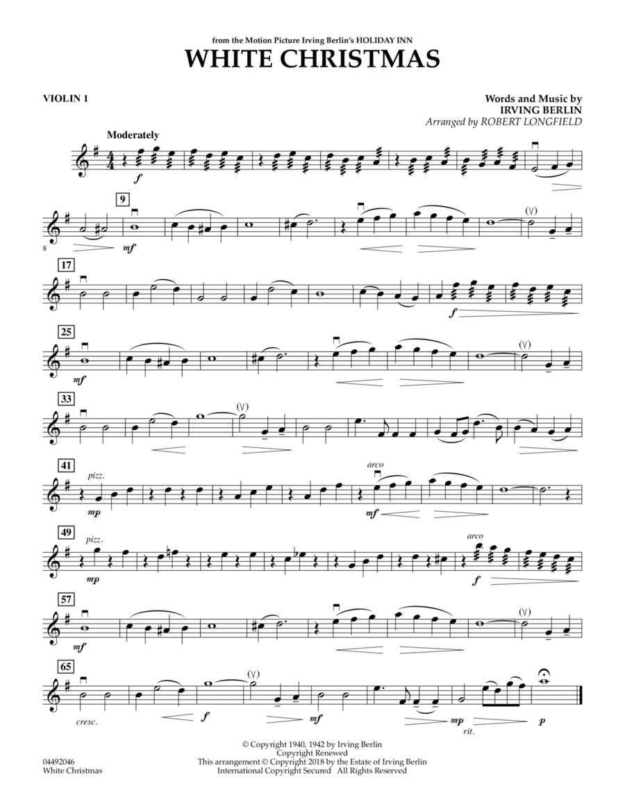 White Christmas (arr. Robert Longfield) - Violin 1 String Quartet scores gallery preview page 1