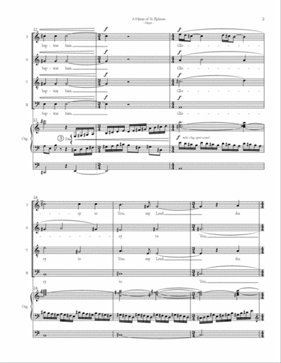 A Hymn of St. Ephrem for Mixed Choir (SATB) and Organ 4-Part scores gallery preview page 3