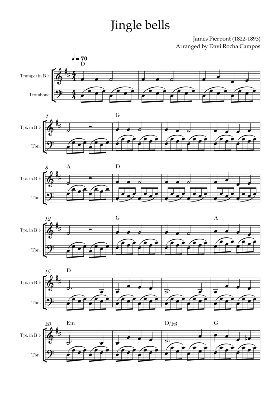 Jingle bells Brass Duet scores gallery preview page 1