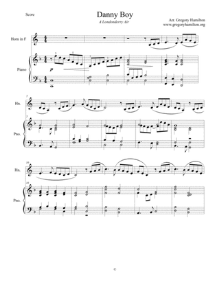 Danny Boy, a Londonderry Air, arranged for Horn and Piano