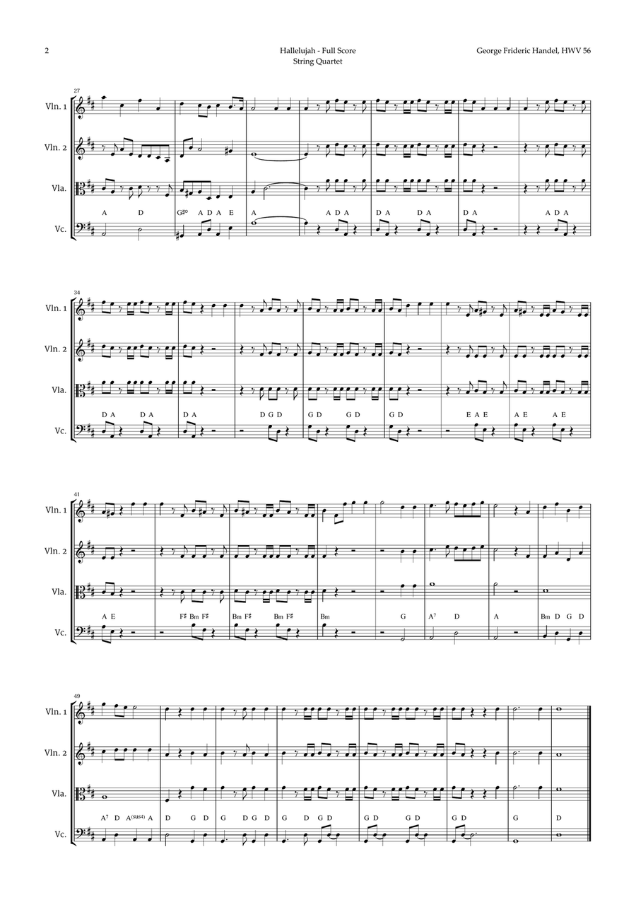 Hallelujah by Handel for String Quartet String Quartet scores gallery preview page 2