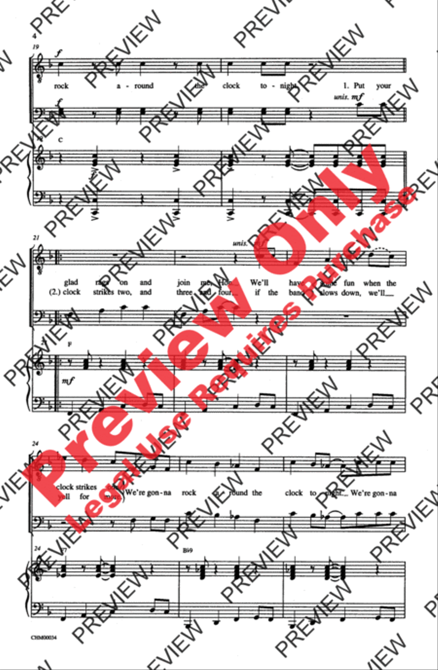 Rock Around the Clock Men's Choir scores gallery preview page 4