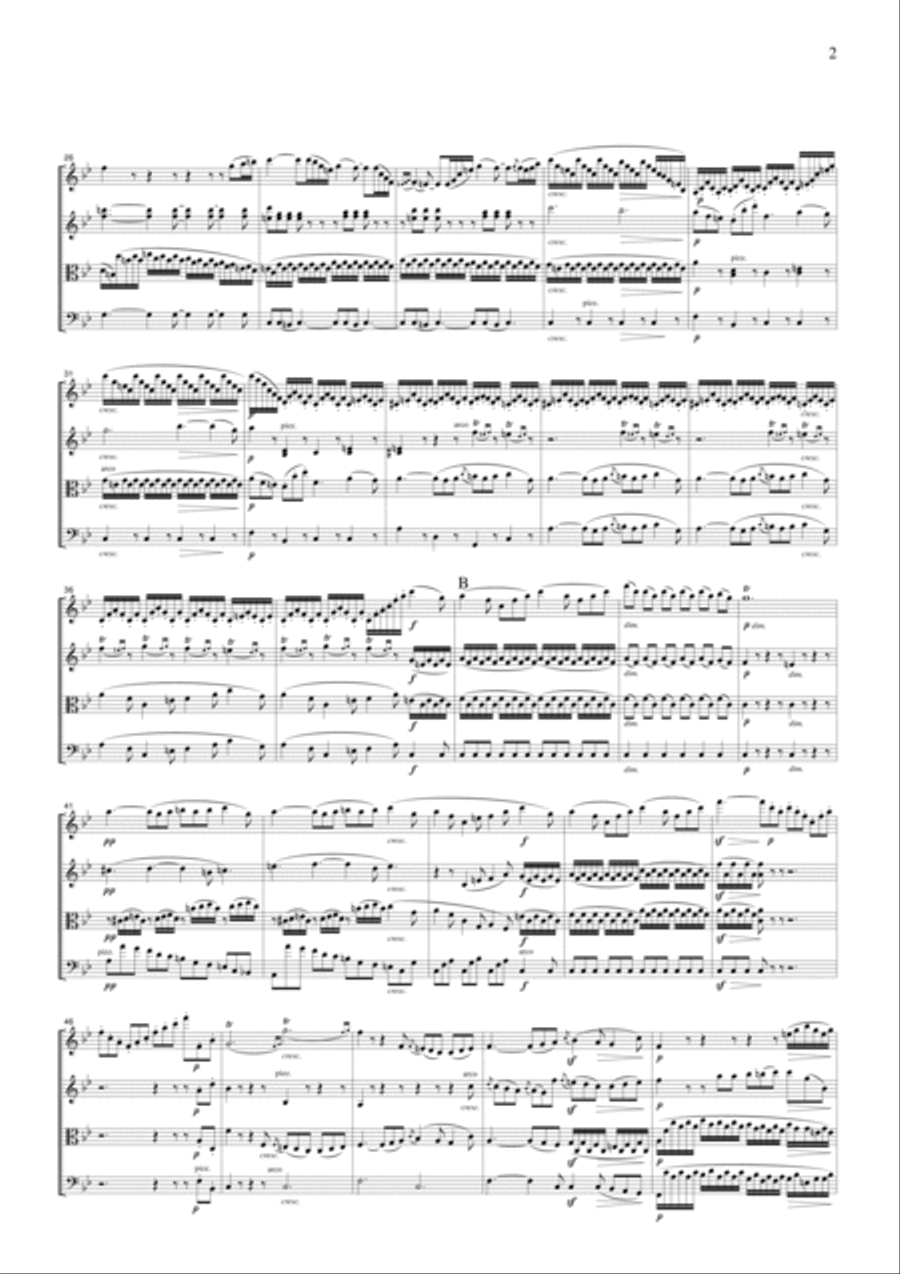 Beethoven Symphony No.6 (Pastoral), 2nd mvt., for string quartet, CB006 String Quartet scores gallery preview page 2