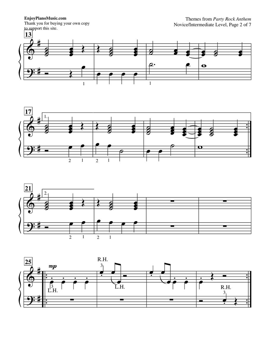 Party Rock Anthem Party Rock Anthem Piano Method scores gallery preview page 3