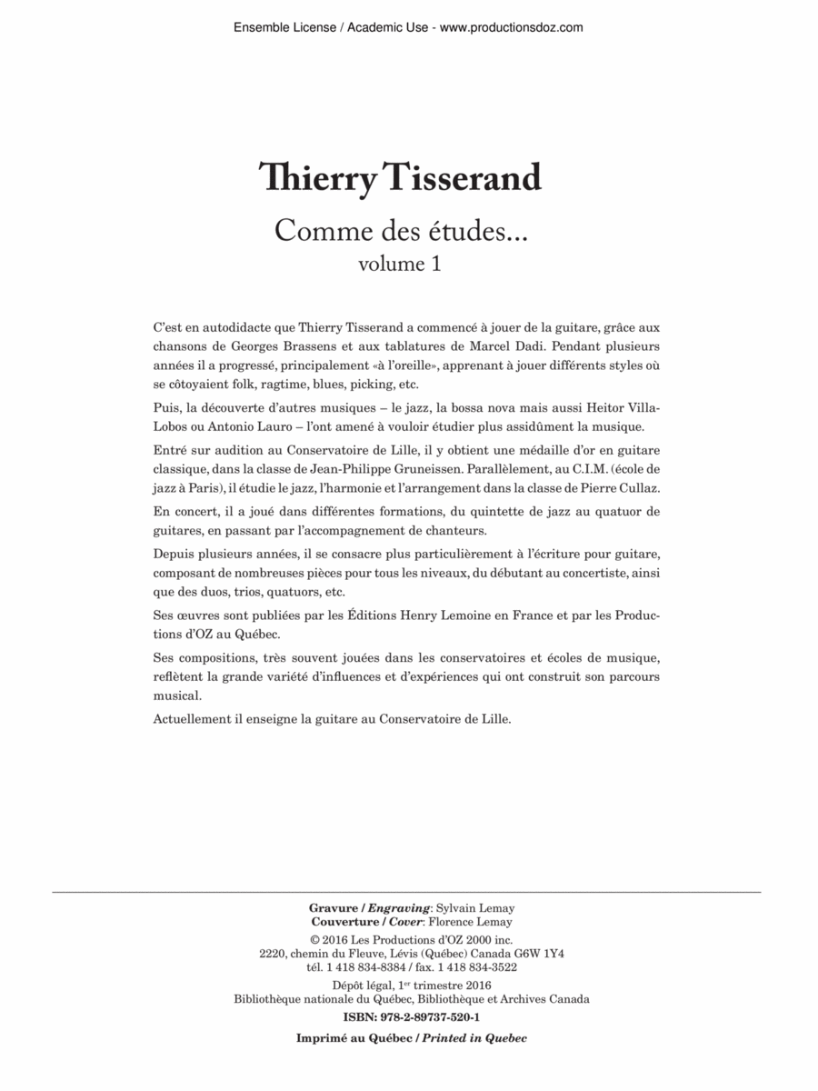Comme des études..., vol. 1 Classical Guitar scores gallery preview page 1