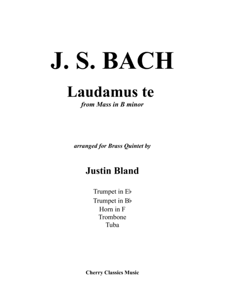 Laudamus te from Mass in B Minor, BWV 232 for Brass Quintet